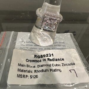 Crowned in Radiance Silver Ring with Diamond Cubic Zirconia size 7